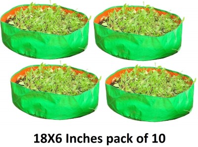 4K Agro Terrace Gardening 18X6 Inches, Green and Orange) - Pack of 10 Grow Bag