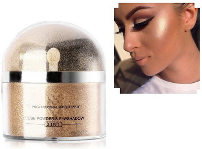 MYEONG Smooth loose powder with brush glitter gold eye shadow highlighter powder Highlighter(GOLD)