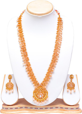 Ethnicking Brass, Copper, Alloy Gold-plated Gold, White Jewellery Set(Pack of 1)