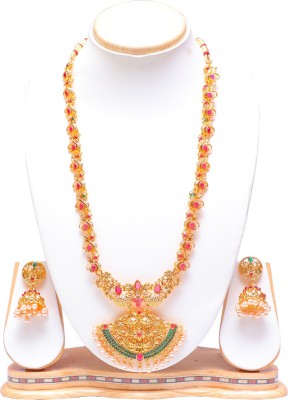 Ethnicking Brass, Copper, Alloy Gold-plated Green, Maroon, Gold Jewellery Set(Pack of 1)