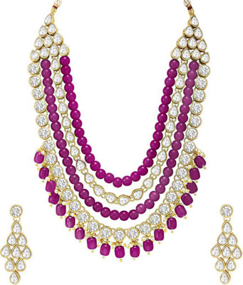 CATALYST Crystal Gold-plated Pink Jewellery Set(Pack of 1)