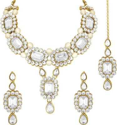 CATALYST Crystal Gold-plated White Jewellery Set(Pack of 1)