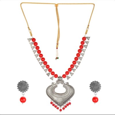 Pari Collection Metal, Mother of Pearl, Alloy Red, Silver Jewellery Set(Pack of 1)