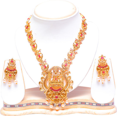 Swarajshop Brass, Copper, Alloy Gold-plated Maroon, Gold Jewellery Set(Pack of 1)