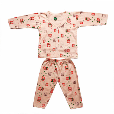 Vinson Baby Boys & Baby Girls Casual Shirt Pyjama(PEACH)