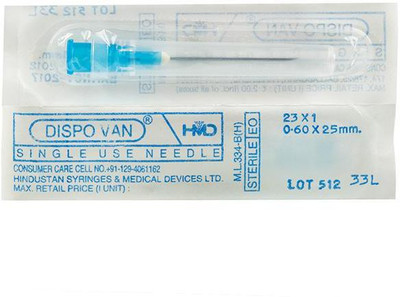 DISPOVAN Needle single use 23G X 1/2 (0.60 X 25mm) (pack of 100 needle) Medical Needle(Blue)