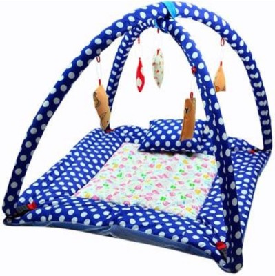 LN OUTLETS Cotton Infants BABY PLAY GYM WITH MOSQUITO NET AND BEDDING SET Mosquito Net(Navy Blue)