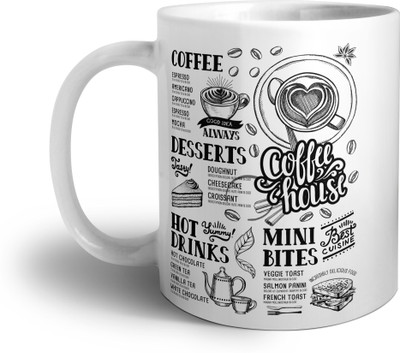 AK Creation coffee Printed Tea/Coffee Ceramic |White| 330ml Ceramic Coffee Mug(330 ml)