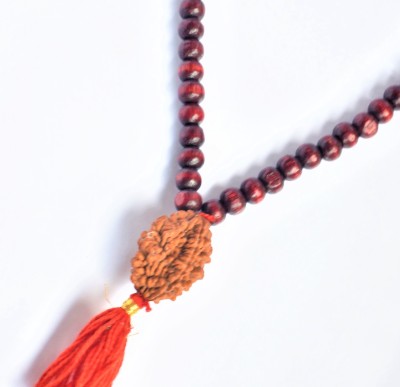 ng gems Nepali 2 Mukhi / Two Face Rudraksha Pendant Red Chandan Mala 8 mm Beads || Meditation ||Mental Peace Lab Certified -13 Wood Pendant