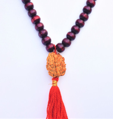 ng gems 3 Mukhi / Three Face Rudraksha Pendant Red Chandan Mala 8 mm Beads || Meditation || Lab Certified -23 Wood