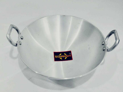Sonanshi Aluminium Kadhai/Frying Pan for Cooking Kadhai 24.13 cm diameter 1.25 L capacity(Aluminium)