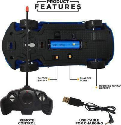 Tenmar Wireless Remote Control High Speed 3D Famous Car with Light_Car 13(Blue)