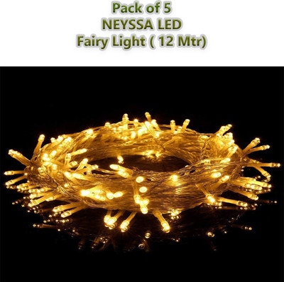 NEYSSA 30 LEDs 11.99 m Yellow Steady String Rice Lights(Pack of 5)