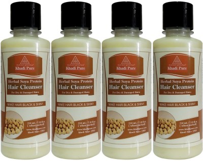 Khadi Pure Soya Protiens Hair Cleanser - 210ml (Set of )4(840 ml)