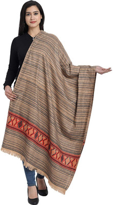 Braid N Cord Polyester Wool Blend Applique Women, Men Shawl(Beige)