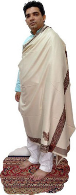 kaashmir handloom Cashmere Woven Men Shawl(Beige)