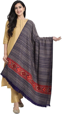 Braid N Cord Polyester Wool Blend Embroidered Women Shawl(Multicolor)