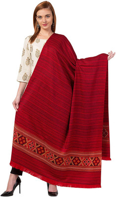 Braid N Cord Polyester Wool Blend Applique Women, Men Shawl(Red)