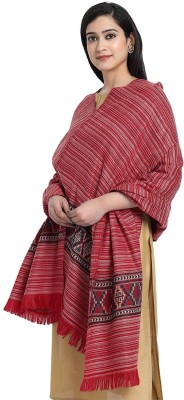 Braid N Cord Polyester Wool Blend Applique Women, Men Shawl(Maroon)