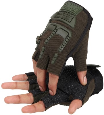 MOCKHE Bike Riding Half Gloves Riding Gloves(Green)