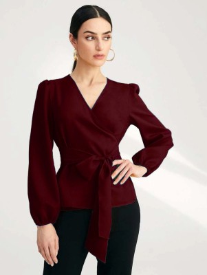 Istyle Can Casual Solid Women Maroon Top