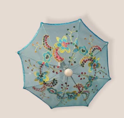 Nutts Doll Umbrella Mini Glitter Embroidered Parasol Umbrella Outdoor Umbrella Doll Accessories Umbrella(Blue)