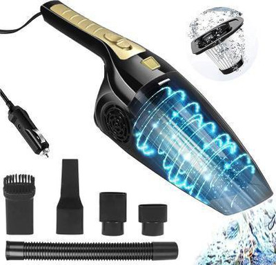 Zinsy 12V High Power Wet & Dry Portable Handheld Car Vacuum Cleaner Car Vacuum Cleaner with Anti-Bacterial Cleaning, 2 in 1 Mopping and Vacuum, Anti-Bacterial Cleaning, Reusable Dust BagH HAVY new 2021 balack and Golden New Car Vacuum Cleaner with Anti-Bacterial Cleaning, 2 in 1 Mopping and Vacuum(B