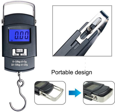 Glancing 50 Kg Hook Type Digital Led Screen Portable Luggage MC260 Weighing Scale(Black)