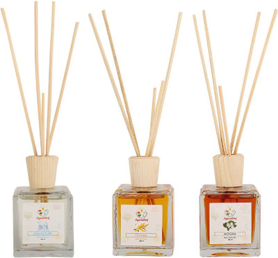 Sugandhim Aquazzure + Champa + Mogra Pack of 3 Reed Diffuser Set Aquazzure + Champa + Mogra Pack of 3(3 x 33.33 ml) Sugandhim Aquazzure + Champa + Mogra Pack of 3 Reed Diffuser Set Aquazzure + Champa + Mogra Pack of 3(3 x 33.33 ml)