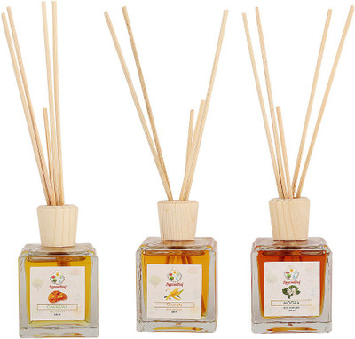 Sugandhim Champa + Mogra + Charisma Pack of 3 Reed Diffuser Set Champa + Mogra + Charisma(3 x 33.33 ml)