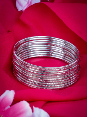 ACCESSHER Metal Bangle Set(Pack of 12)