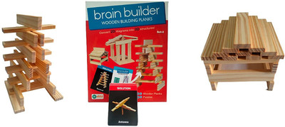 littlewish brain builder wooden building planks (set-2)- Multi color(Multicolor)