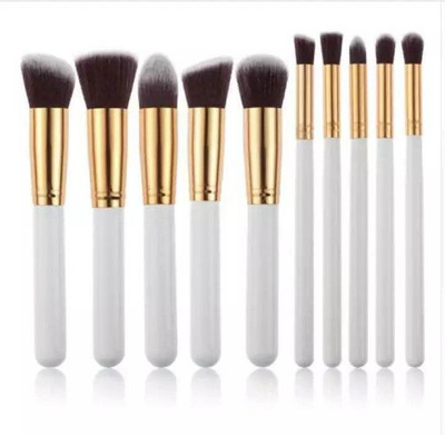 hemoly 10 Piece Makeup Brush Set Without Pouch (white)(Pack of 10)