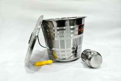 Sonanshi 11 L Steel Bucket(Silver, Yellow)
