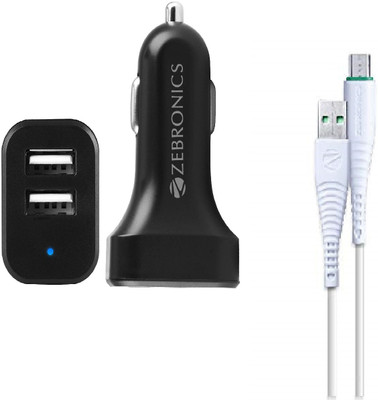 ZEBRONICS 10.5 W Turbo Car Charger(Black, With USB Cable)