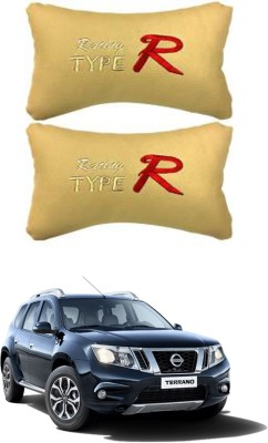 RONISH Beige Leatherite Car Pillow Cushion for Nissan(Rectangular, Pack of 2)