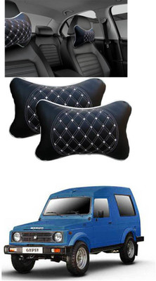 RONISH Black, White Leatherite Car Pillow Cushion for Maruti Suzuki(Rectangular, Pack of 2)