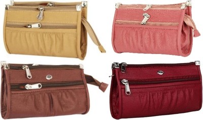 RAPID COSTORE Casual, Formal, Party, Sports Beige, Maroon, Pink, Brown  Clutch(Pack of: 4)