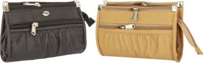 RAPID COSTORE Casual, Formal, Party, Sports Black, Beige  Clutch(Pack of: 2)