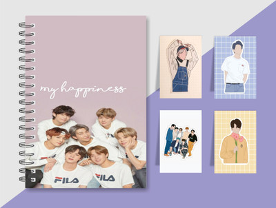 Macro BTS HEARTBEAT COLLECTION A5 Diary RULED 160 Pages(Multicolor, Pack of 5)