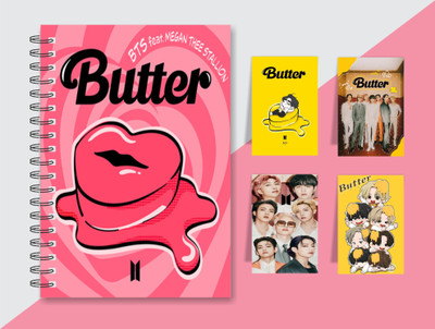 craft maniacs BTS BUTTER COLLECTION A5 Diary RULED 160 Pages(Multicolor, Pack of 5)
