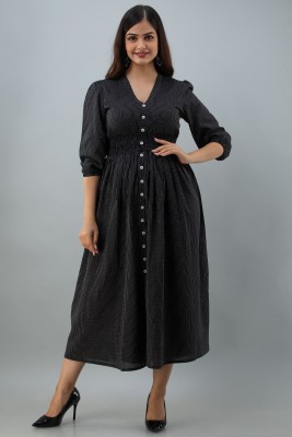 KAIKASHA Women A-line Black Dress