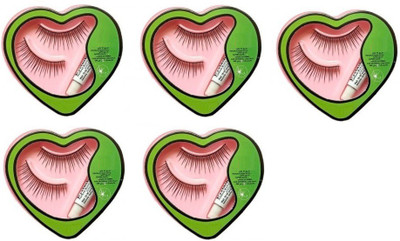 MYEONG Waterproof Natural and Easy to Wear 5 Heart Shape Eyelashes Extension with 1 Glue(Pack of 5)