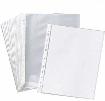 Speny Polypropylene Waterproof Sheet Protector Files with 11 Punched Ring Holes, A4 Size(Set Of 100, Transparent)