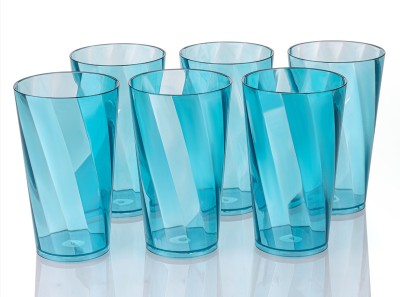 Flipkart SmartBuy (Pack of 6) Twisted Pattern Water Drinking Juice Plastic Blue Glass Set Water/Juice Glass(300 ml, Plastic, Blue)