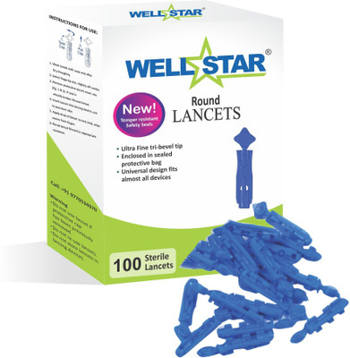 Wellstar 100 ROUND LANCETS BLUE COLOR Glucometer Lancets Glucometer Lancets(100)
