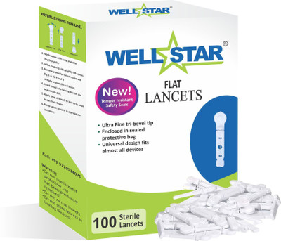 Wellstar 100 Flat LANCETS white COLOR Glucometer Lancets Glucometer Lancets(100)