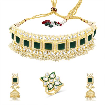 Sukkhi Alloy Gold-plated Green Jewellery Set(Pack of 1)