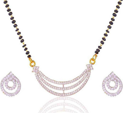 Pihoo Enterprise Alloy Gold-plated Silver, Black Jewellery Set(Pack of 1)