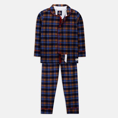 Cherry Crumble by Nitt Hyman Kids Nightwear Boys & Girls Checkered Cotton Blend(Multicolor Pack of 1)